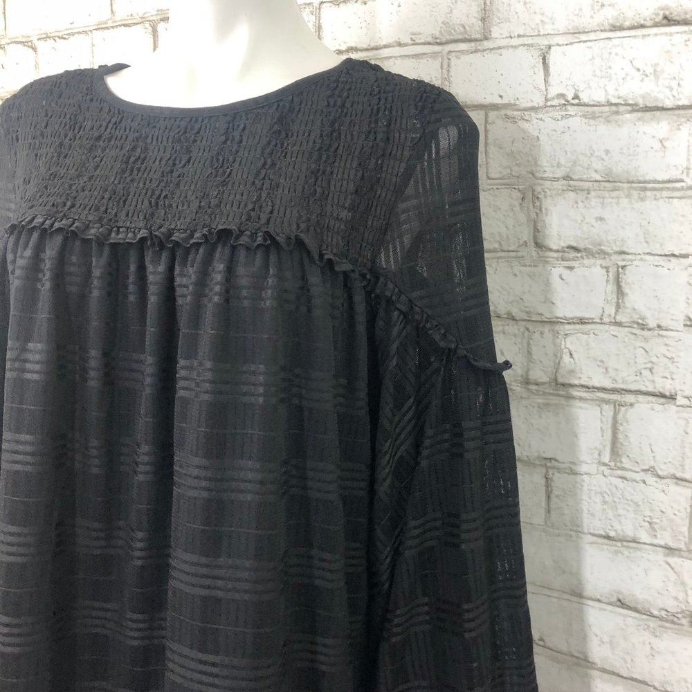 Smocked Yoke Lace Peasant Top Blouse - Picture 2 of 6